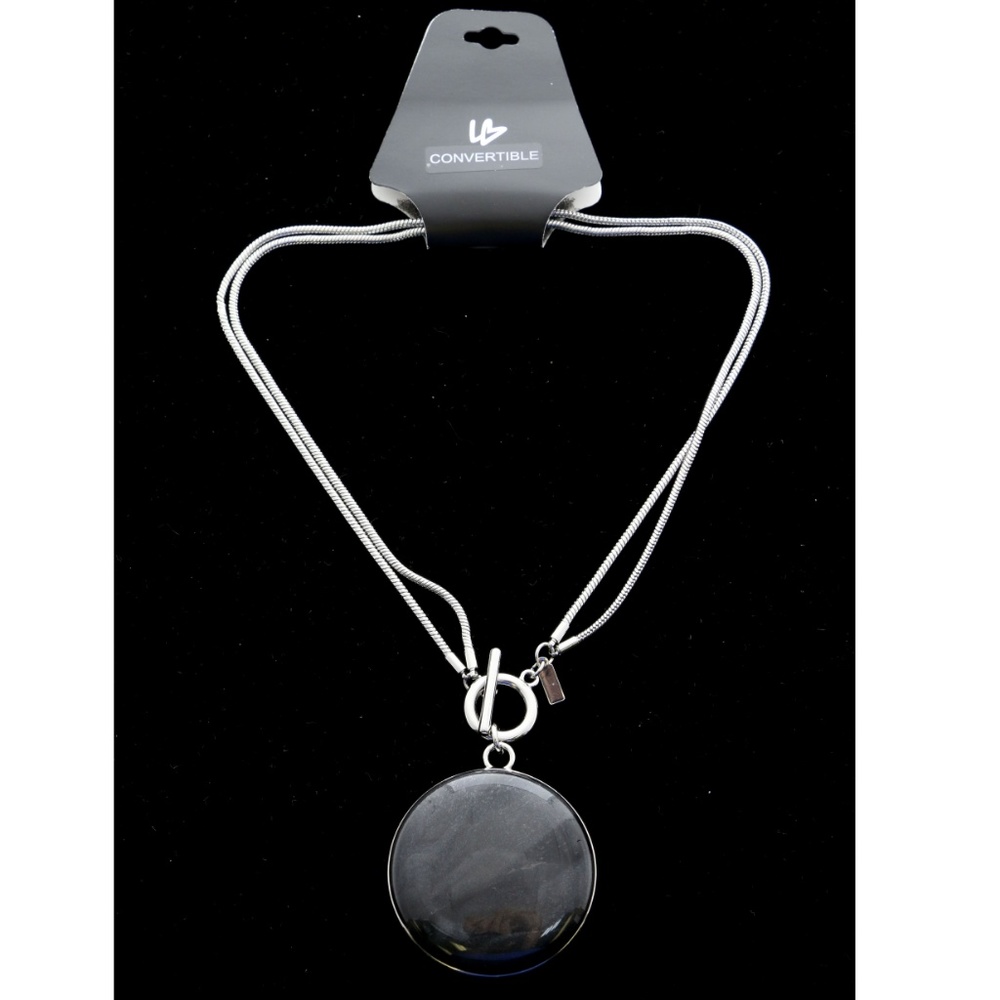 Lane Bryant Pendant-Necklace Silver & Black NWT